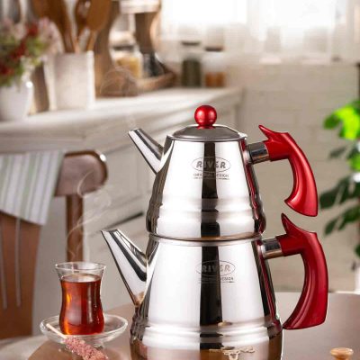 ست کتری و قوری ریور مدل هرمی TP2173 گنجایش کتری 3 لیتر گنجایش قوری 1 لیتر