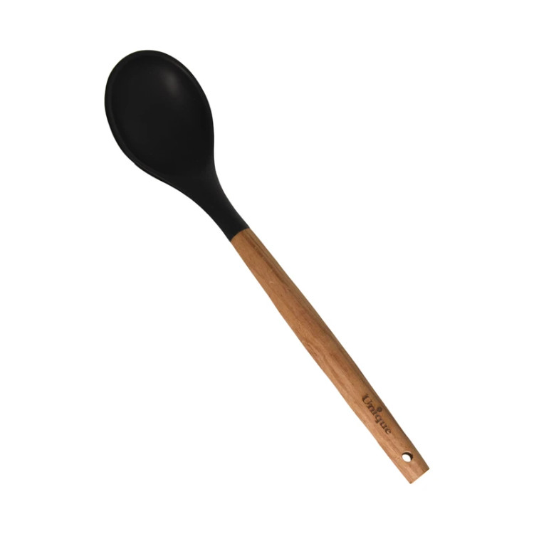 قاشق بزرگ سرو سیلیکونی دسته چوبی یونیک مدل UN-1149