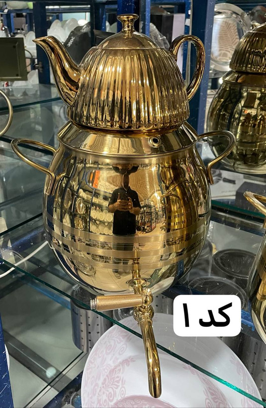 کتری قوری استیل شیردار هرمی طلایی ریور مدل 2149