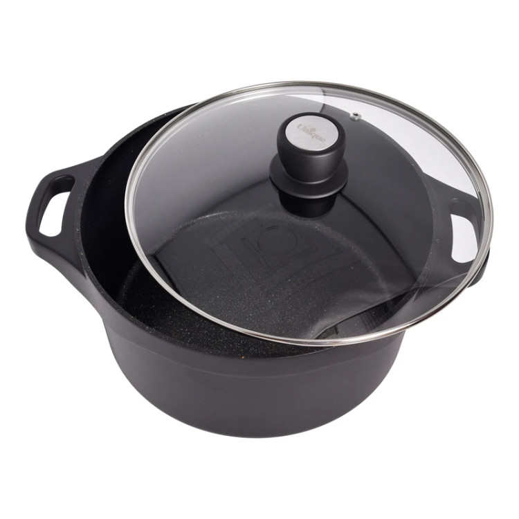 قابلمه گرانیتی یونیک طرح هلیوس سایز ۲۸ مدل UN-8928 با دستگیره سیلیکونی