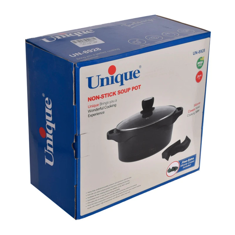 قابلمه گرانیتی یونیک طرح هلیوس سایز ۲۸ مدل UN-8928 با دستگیره سیلیکونی